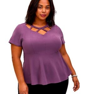 Torrid Crepe Caged Peplum Top size 3